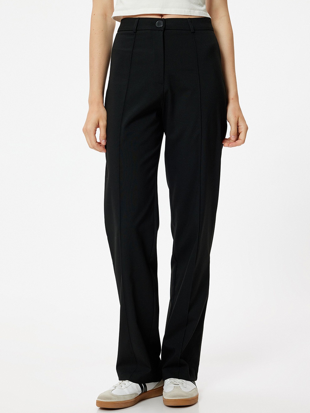 

Koton Women Mid-Rise Formal Trousers, Black
