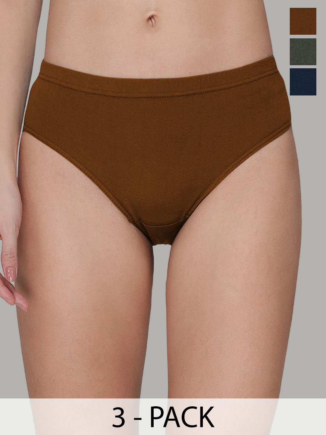 

AMUL COMFY Pack Of 3 Mid-Rise Pure Cotton Hipster Briefs- AC-PLPANIE-LB-MA-NY-XS-3PC, Navy blue