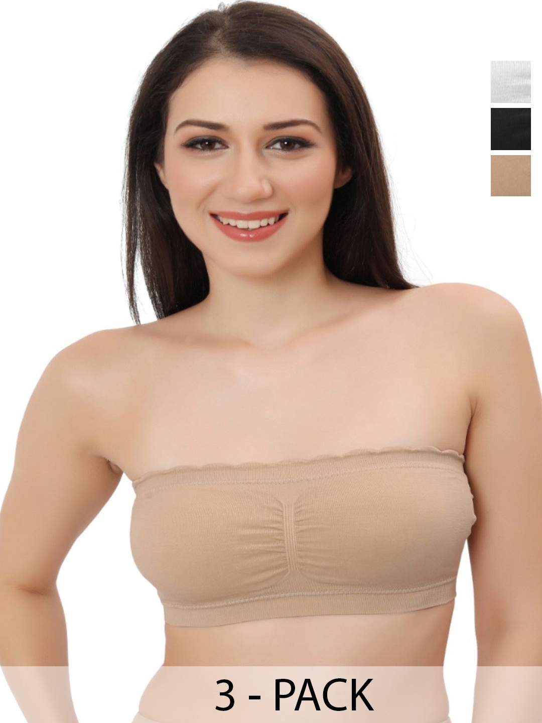 

Bella Voste Medium Coverage Pack of 3 Bra, Beige