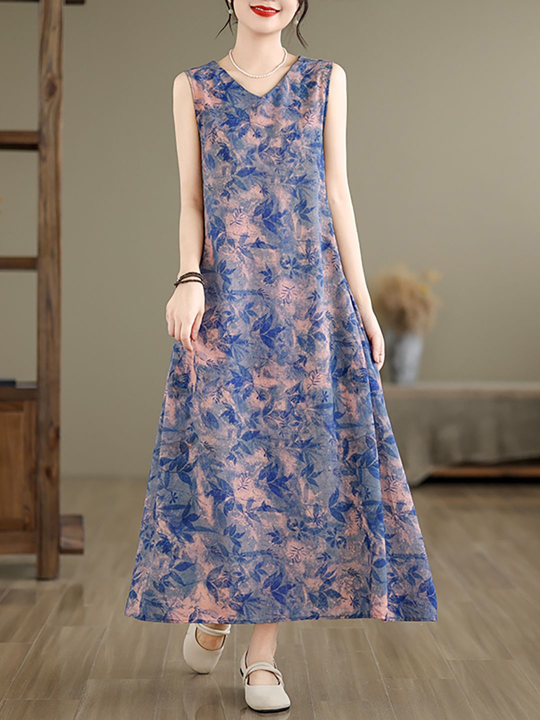 

JC Mode Floral Printed A-Line Maxi Dress, Blue