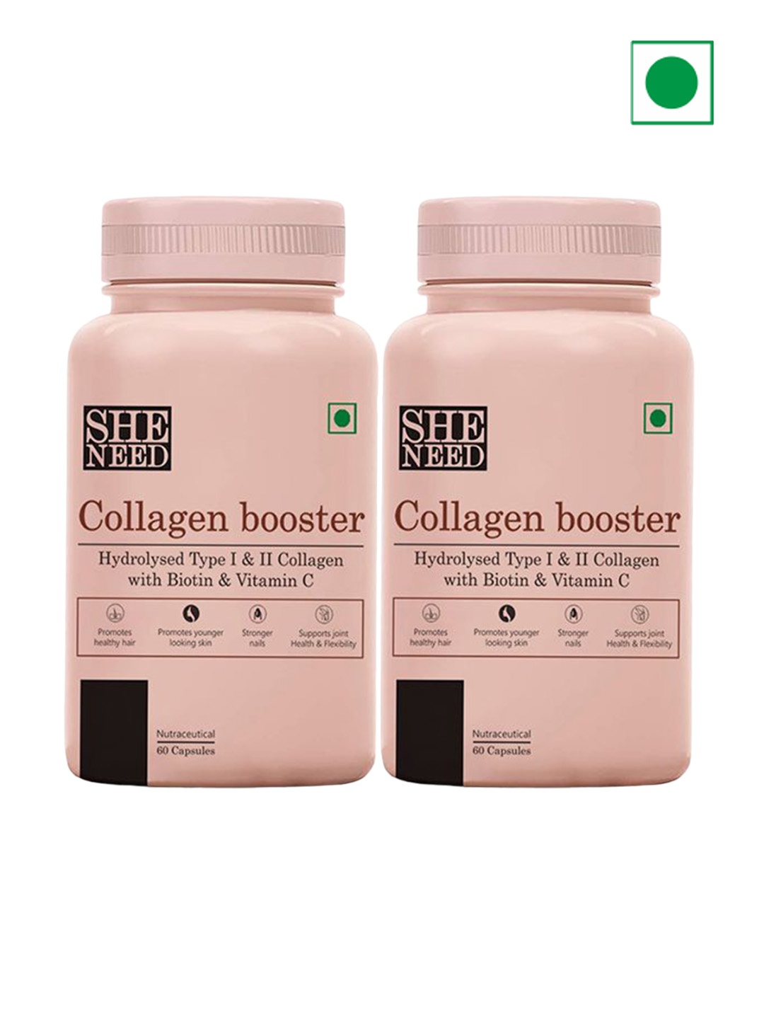 

SHENEED Women Set Of 2 Collagen Booster Capsules - 60 Capsules Each, Pink