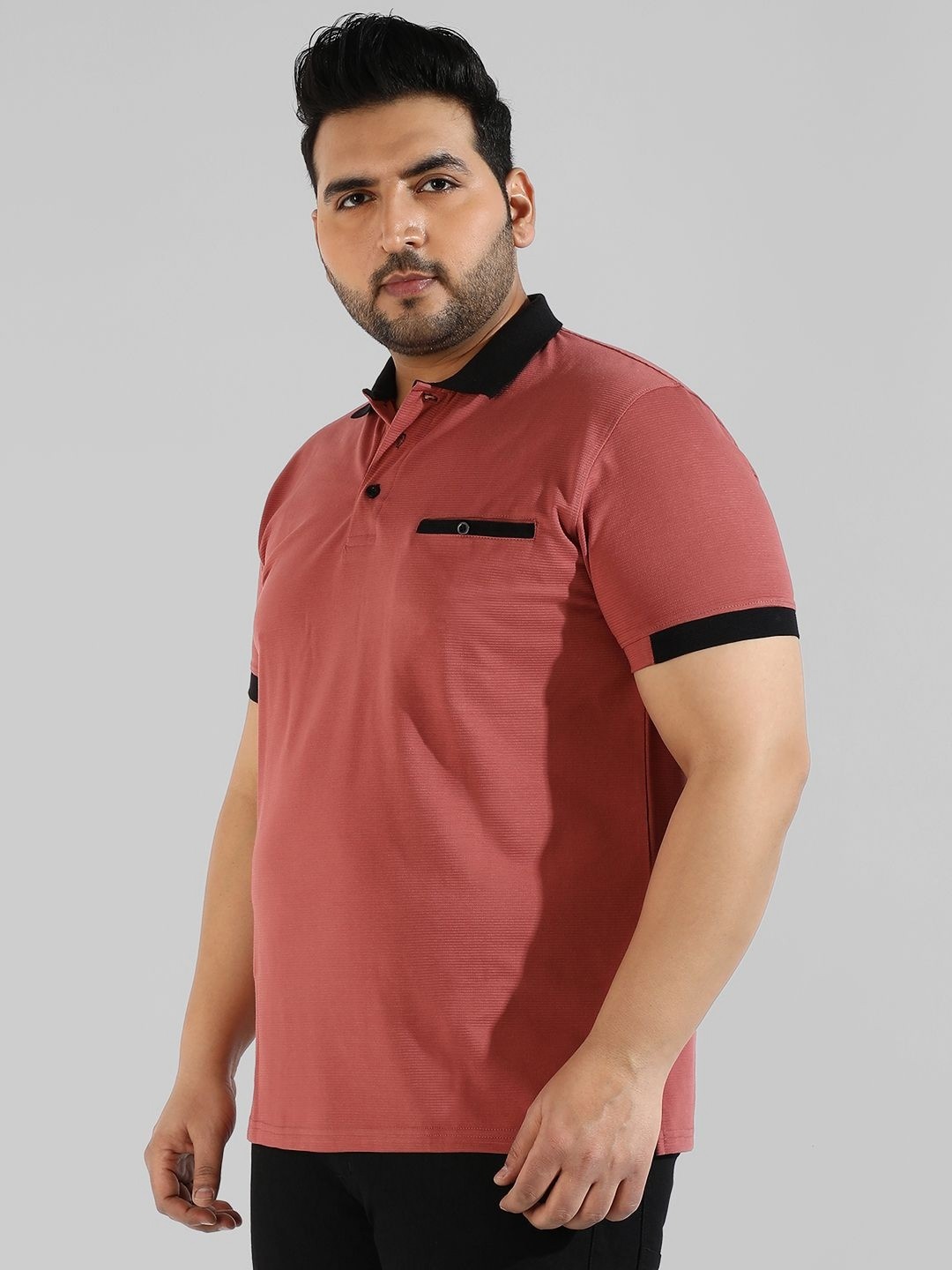 

Instafab Plus Men Solid Polo Collar Cotton Relaxed Fit Plus Size T-shirt, Brown