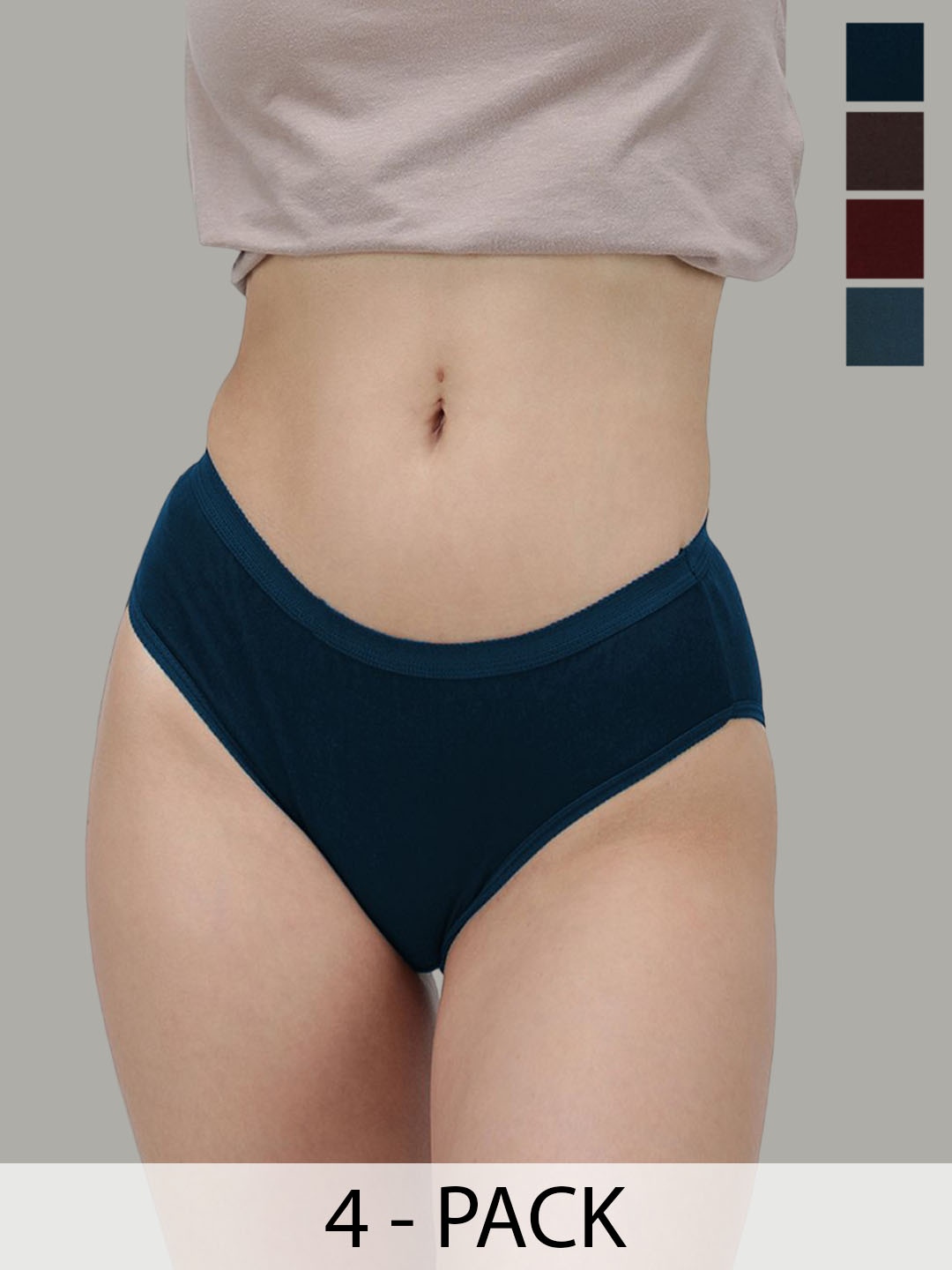 

AMUL COMFY Women Pack of 3 Mid Rise Pure Cotton Briefs, Blue