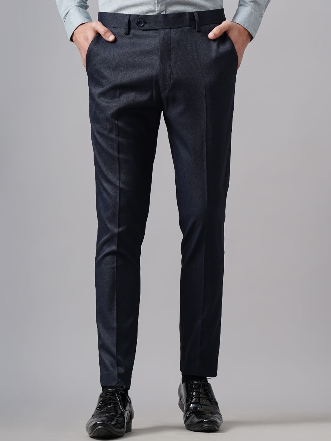 

PAUL STREET Men Urban Slim Slim Fit Formal Trousers, Navy blue