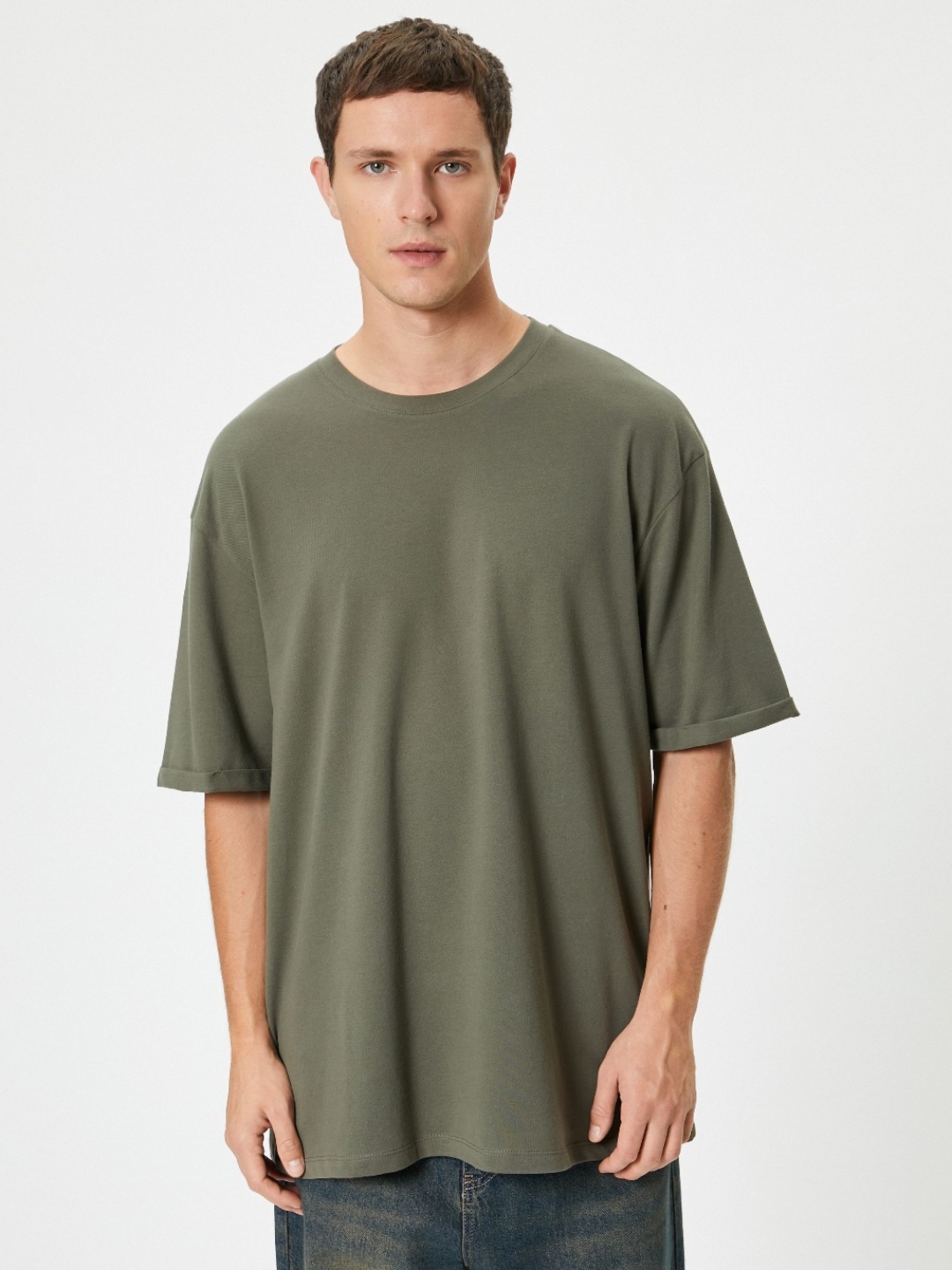 

Koton Men Drop-Shoulder Sleeves Pockets T-shirt, Khaki