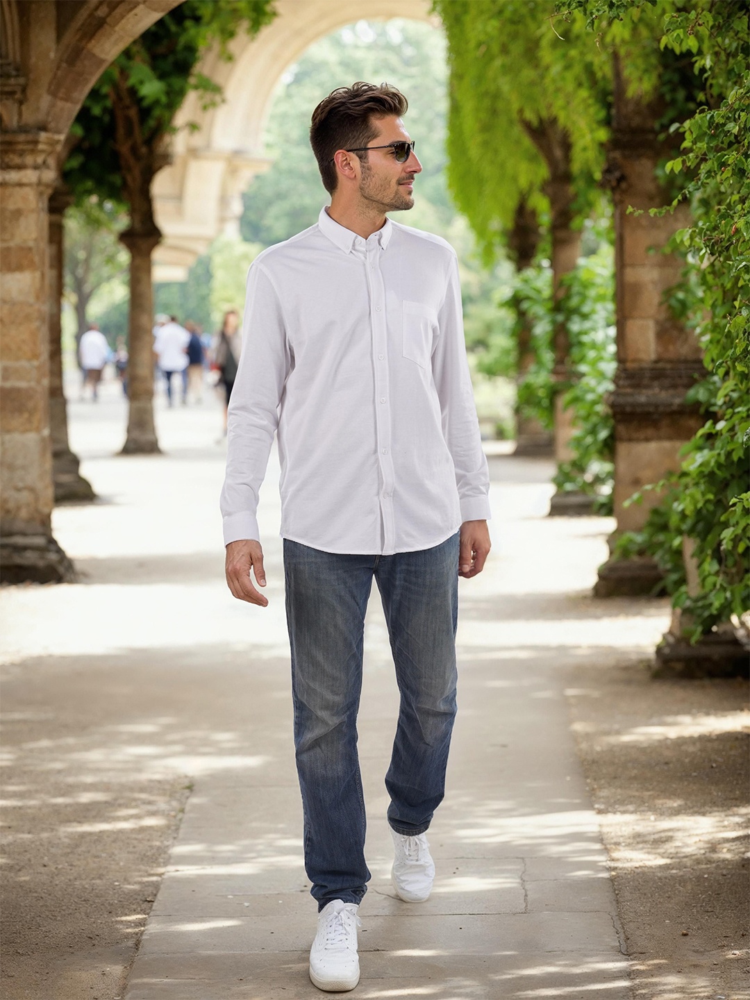 

Celio Men Classic Button-Down Collar Solid Cotton Casual Shirt, White