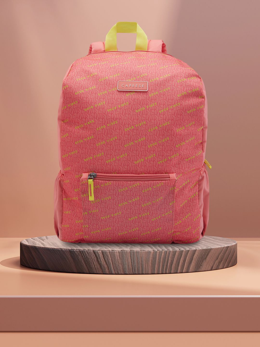 

Caprese Women Graphic Backpack, Peach