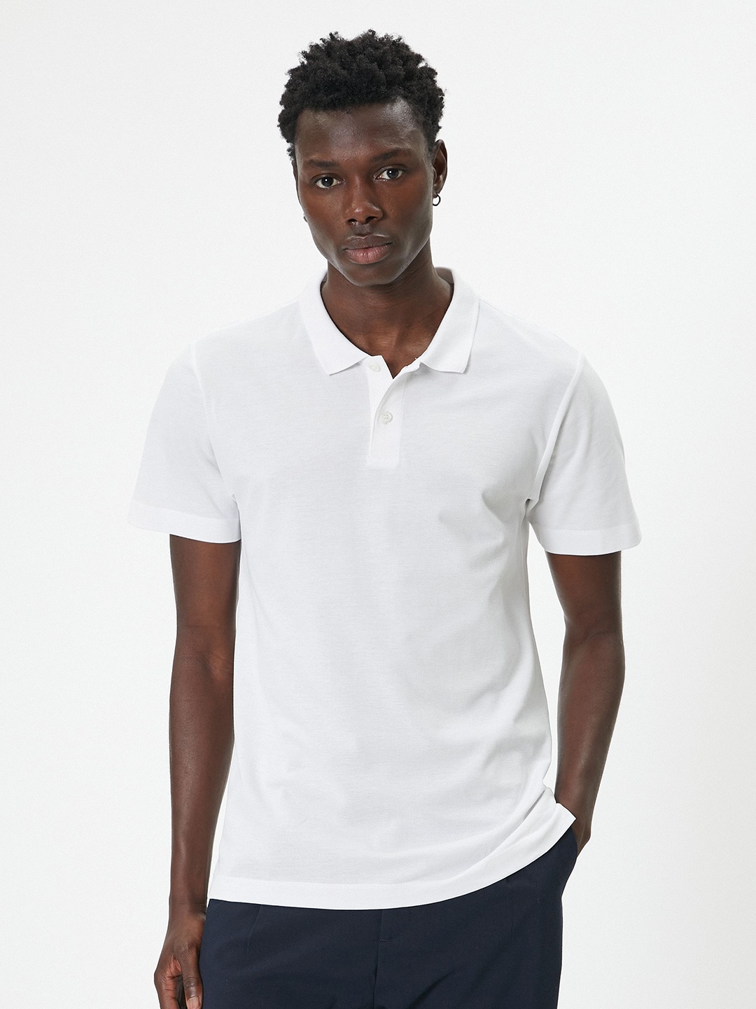 

Koton Men Polo Collar Pockets Slim Fit T-shirt, White