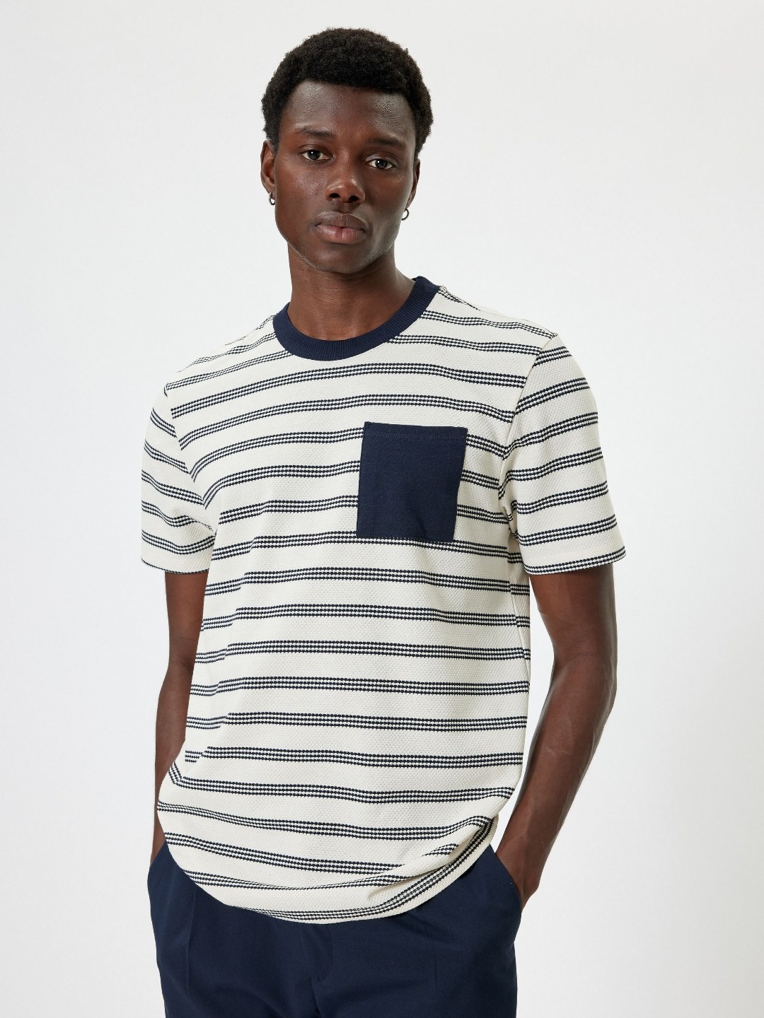 

Koton Men Striped Pockets T-shirt, Blue