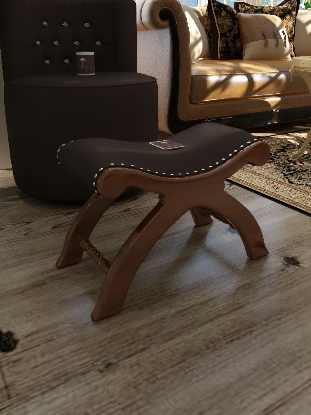 

Wooden Twist Brown Wooden Cushioned Ottoman Stool