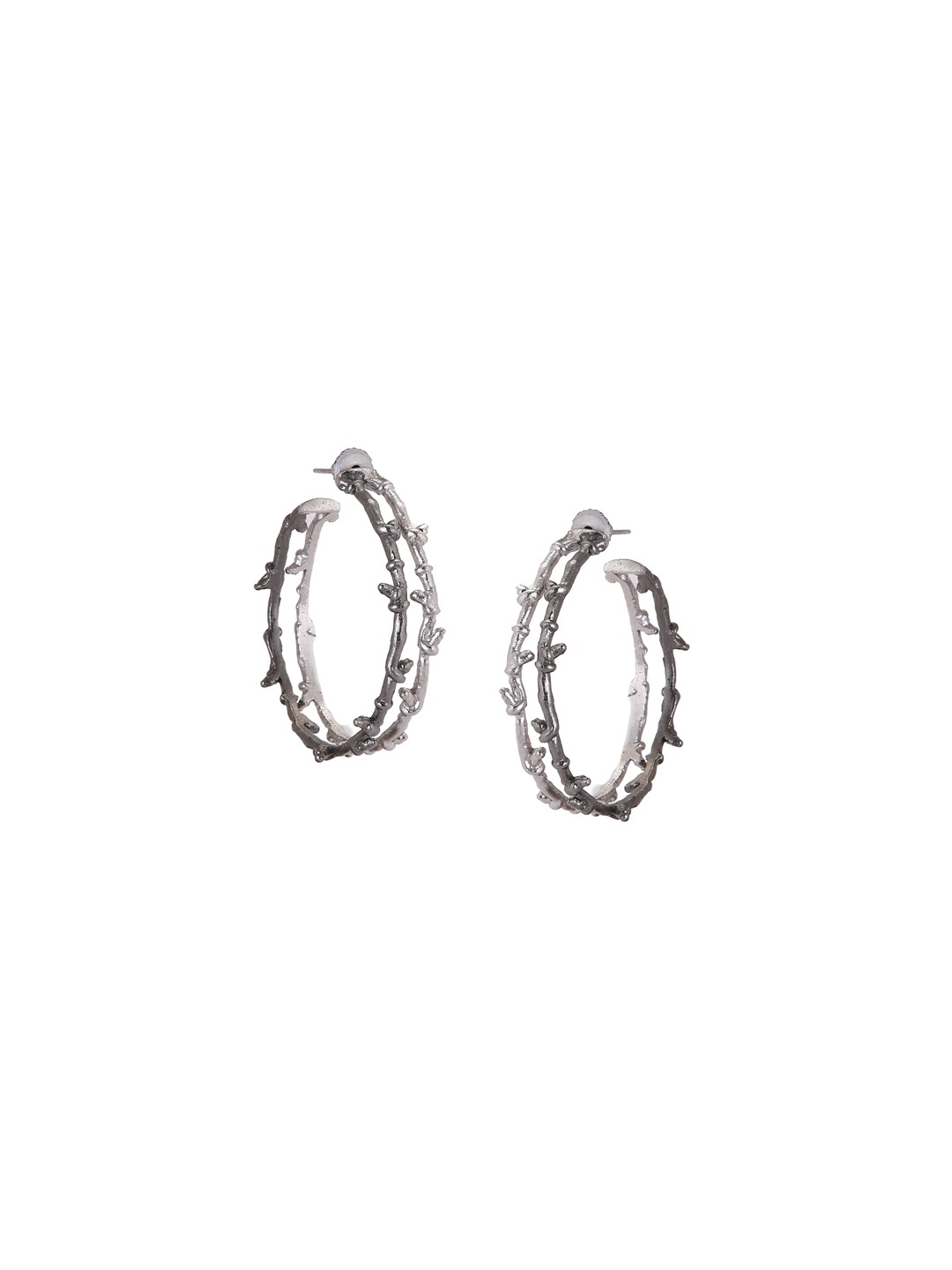 

Trupti Mohta Adam And Eve Circular Rhodium-Plated Hoop Earrings, Silver