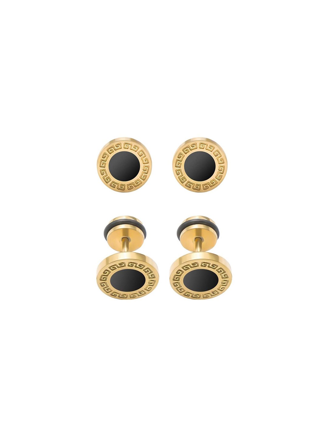 

KRENOZ Men Stainless Steel Studs, Gold