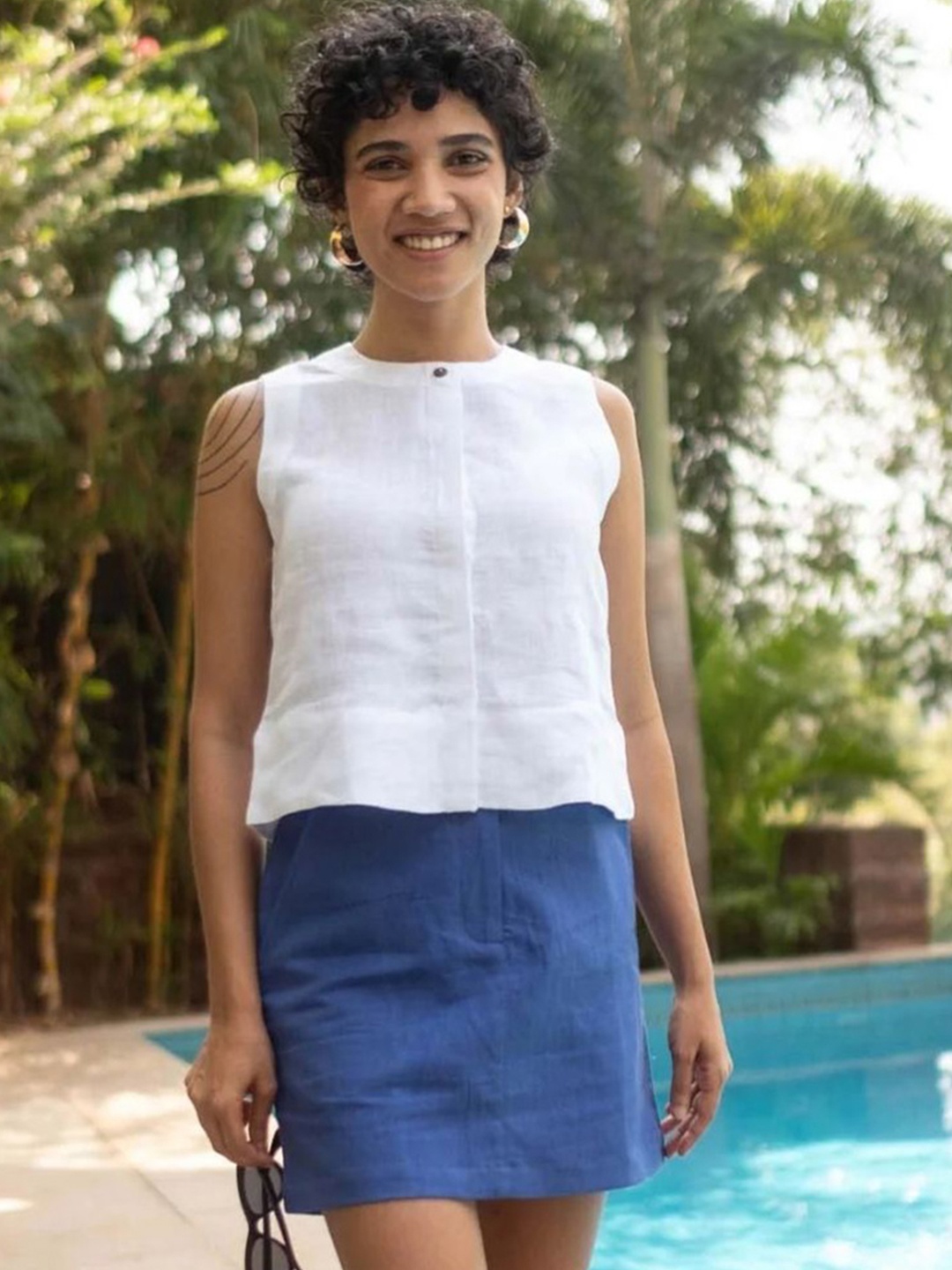 

Creatures of Habit Women Hemp Mini Skirt, Blue