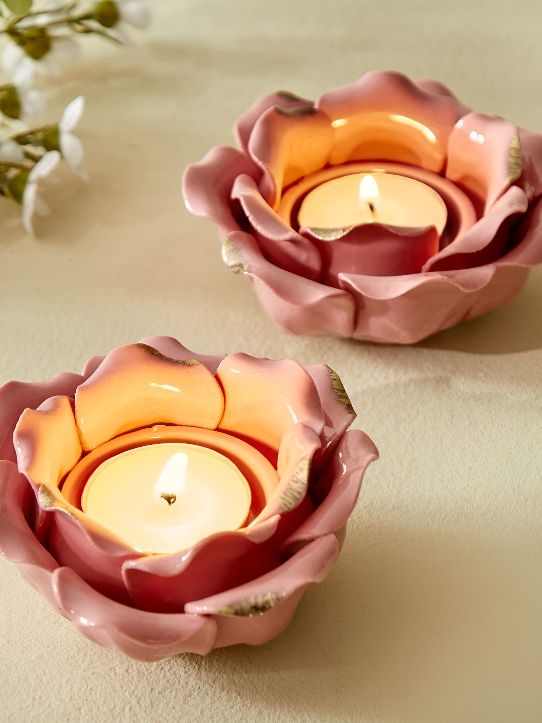 

Home Centre Pink 2 Pieces Ceramic T-Light Holders