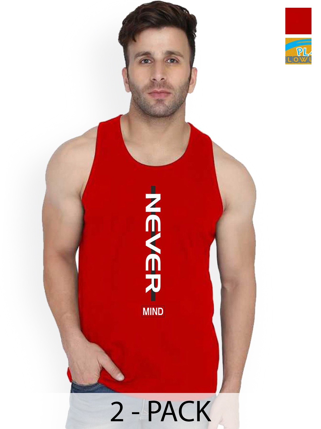 

SLOWLORIS Pack Of 2 Printed Gym Vests, Mustard
