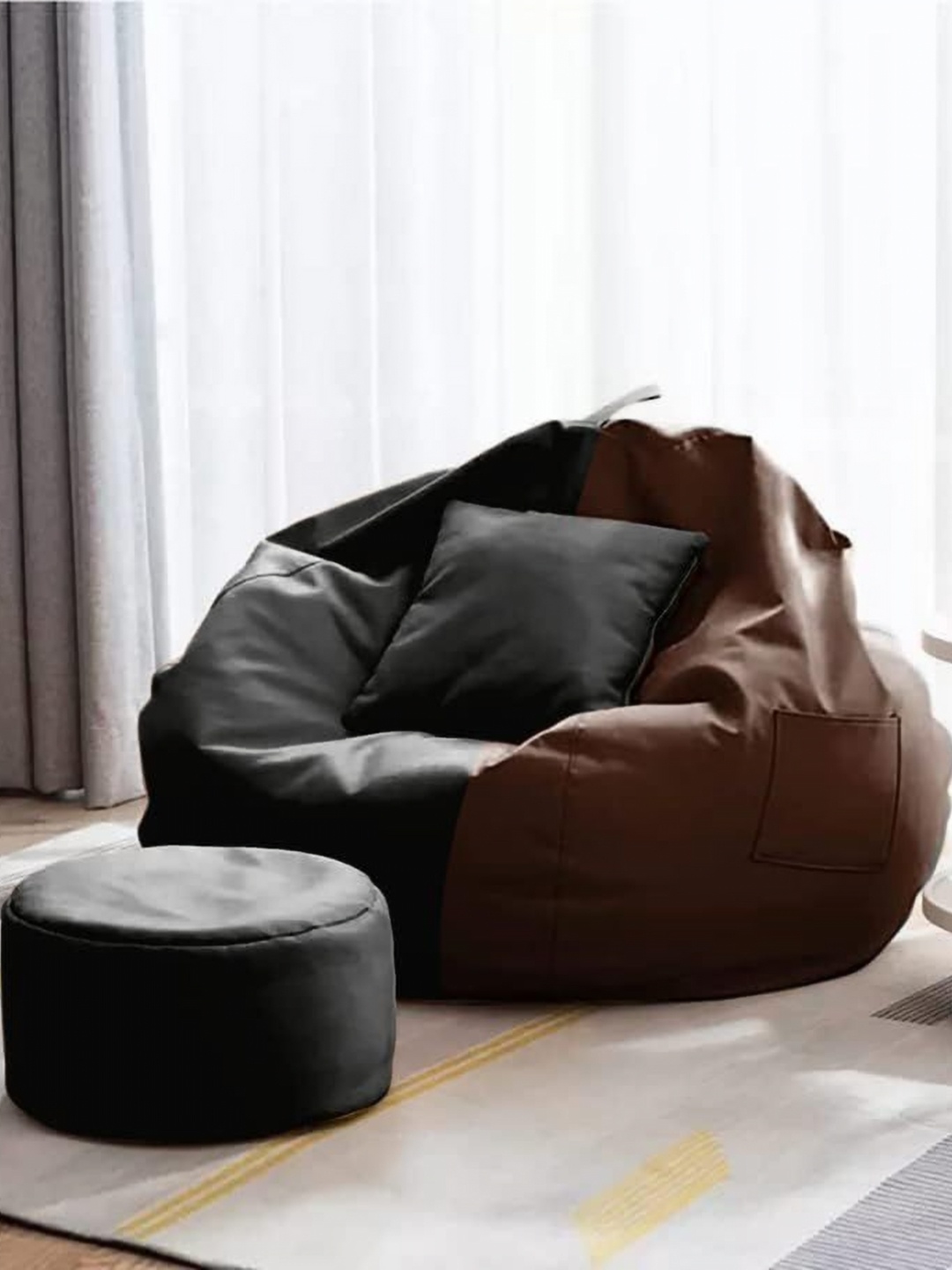 

Coaster Shine Black & Brown Colorblocked Bean Bag Cover