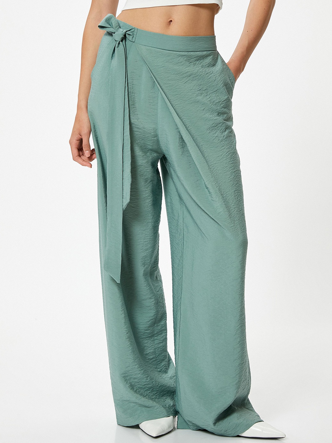 

Koton Women Loose Fit Parallel Trousers, Green