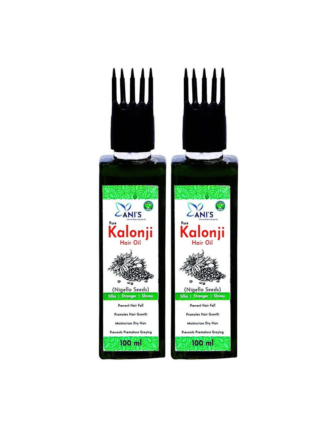 

ANI'S Set Of 2 Kalonji Hair Oil For Strong & Silky Hairs - 100ml Each, Green