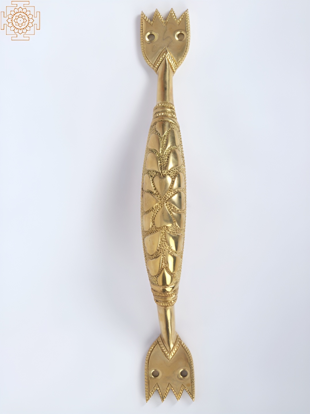 

Exotic India 11" Brass Door Handles with Petals Engraved, Gold