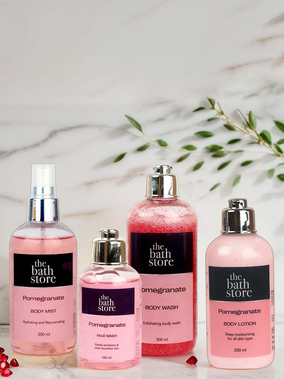 

The Bath Store Set Of 4 Pomegranate Body Wash Face Wash Body Lotion & Mist Combo, Pink