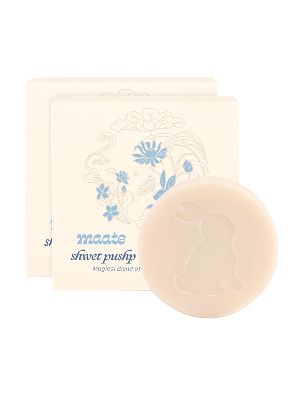 

MAATE Set Of 2 Shwet Pushp Kids Bathing Bar with 6 White Flowers - 75 gm each, Beige