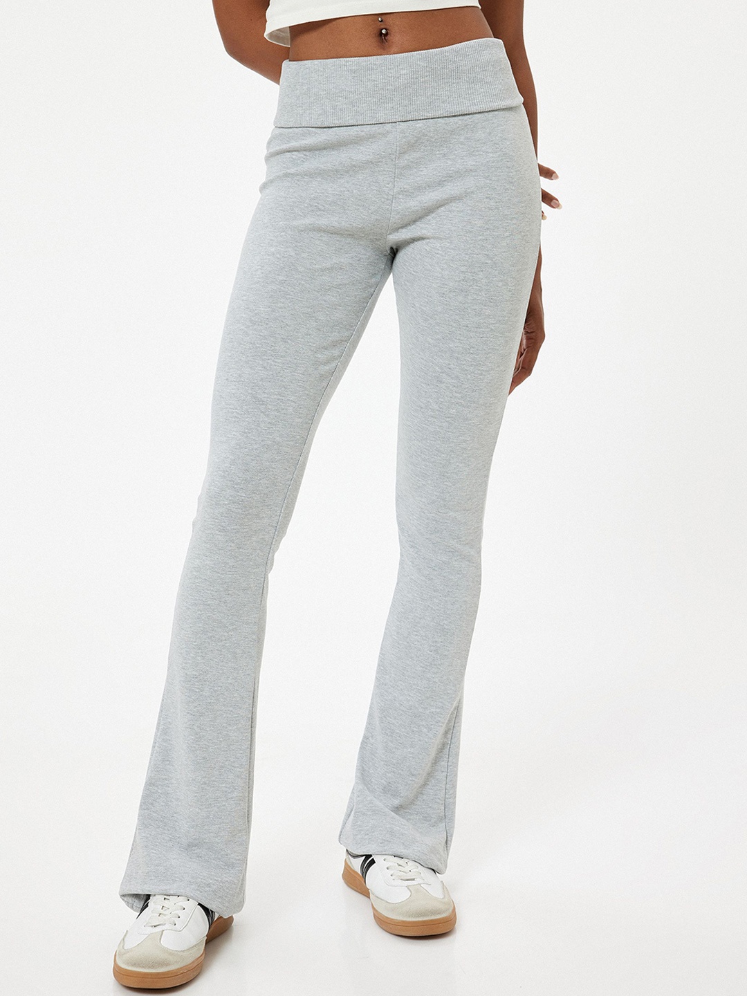 

Koton Women Slim Fit Pure Cotton Trousers, Grey