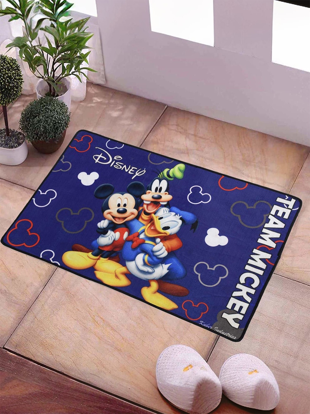 

Kuber Industries Blue & White Mickey Printed Anti-Slip Doormats
