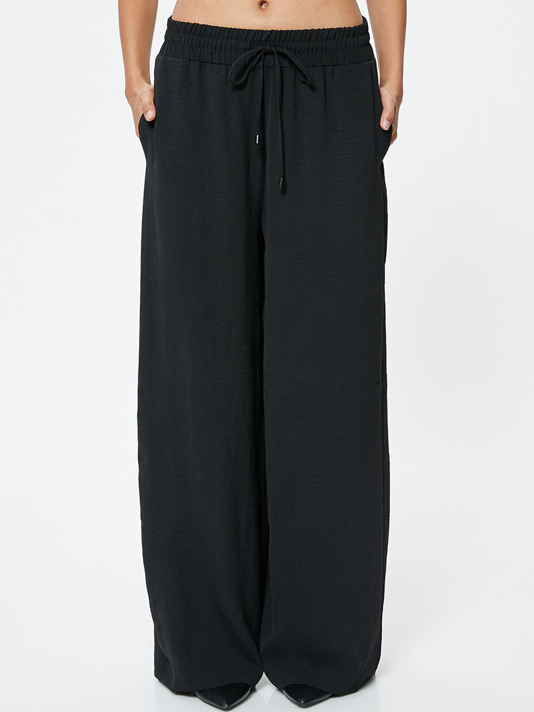 

Koton Women Mid-Rise Parallel Trousers, Black