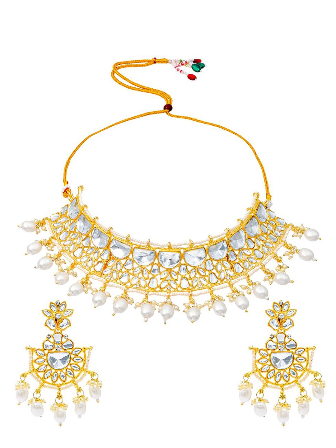 

Shining Jewel - By Shivansh Gold-Plated Cubic Zirconia Studded Jewellery Set