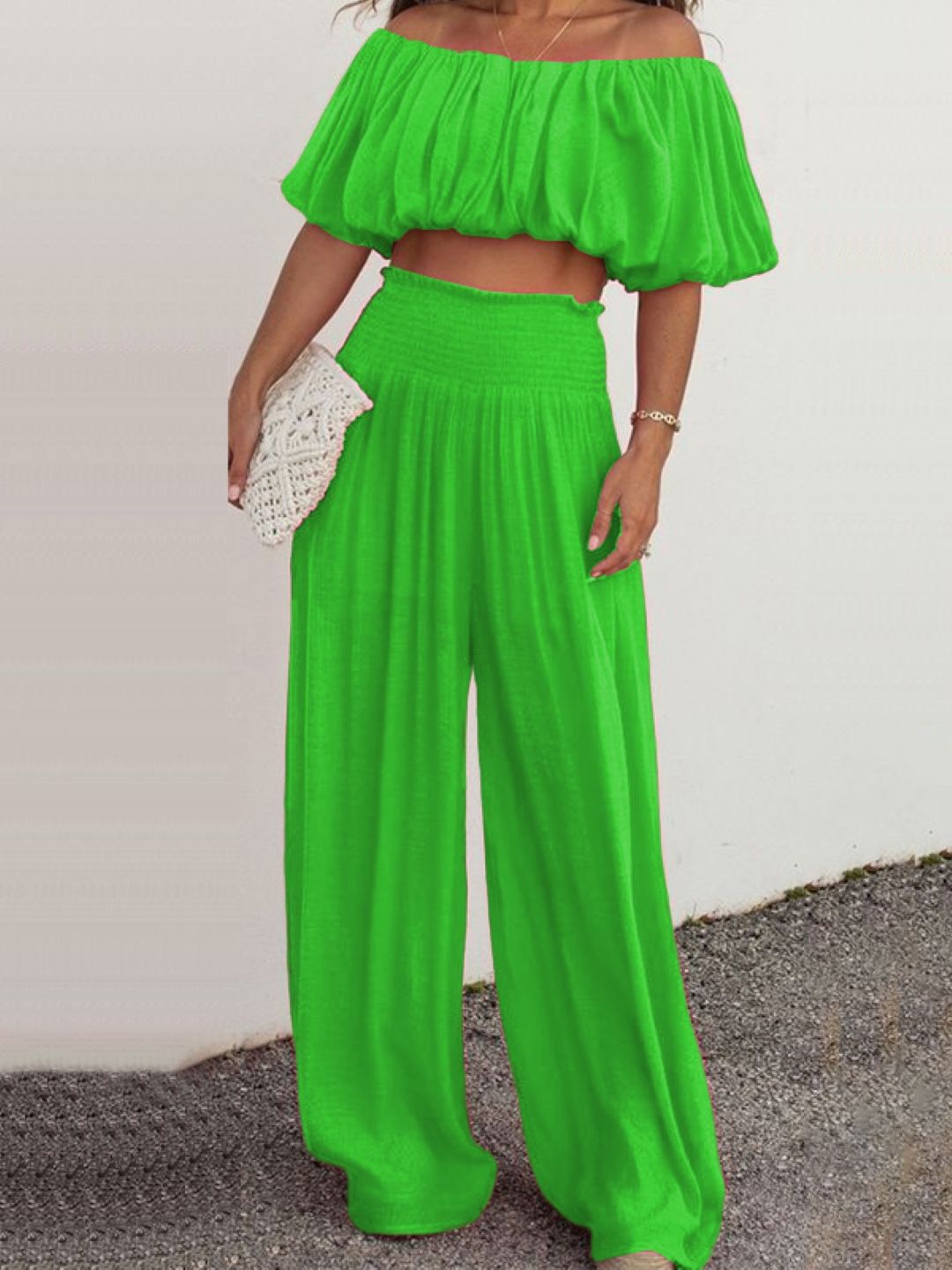 

StyleCast Off-Shoulder Top With Palazzo, Green