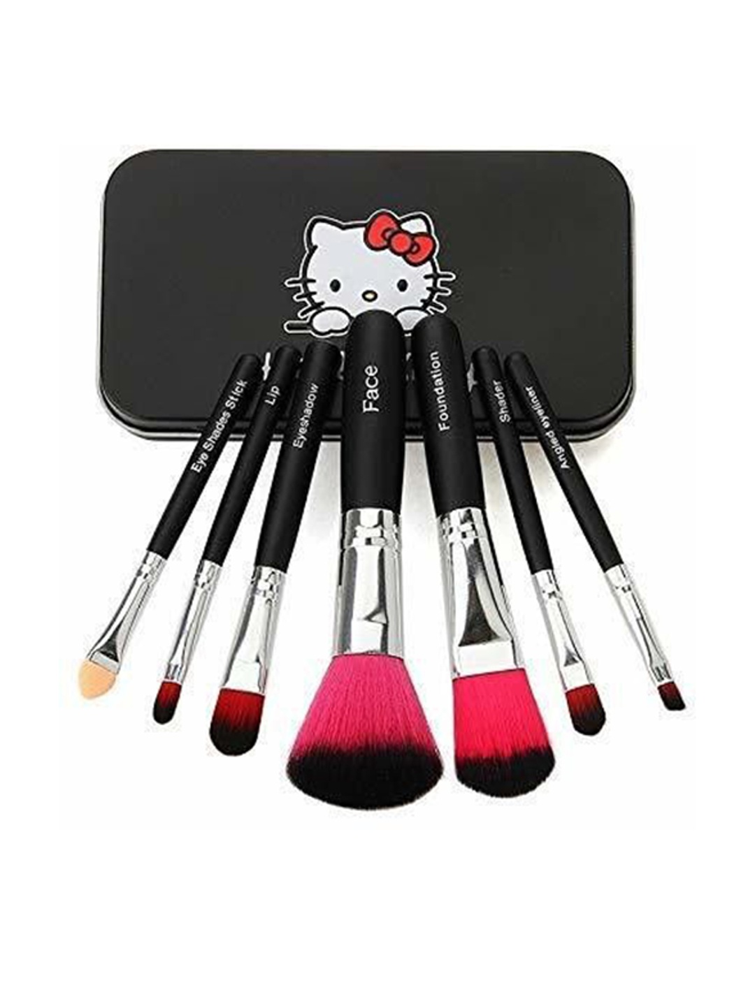 

Yoana Hello Kitty Set Of 7 Authentic Mini Pink Brush Set, Black