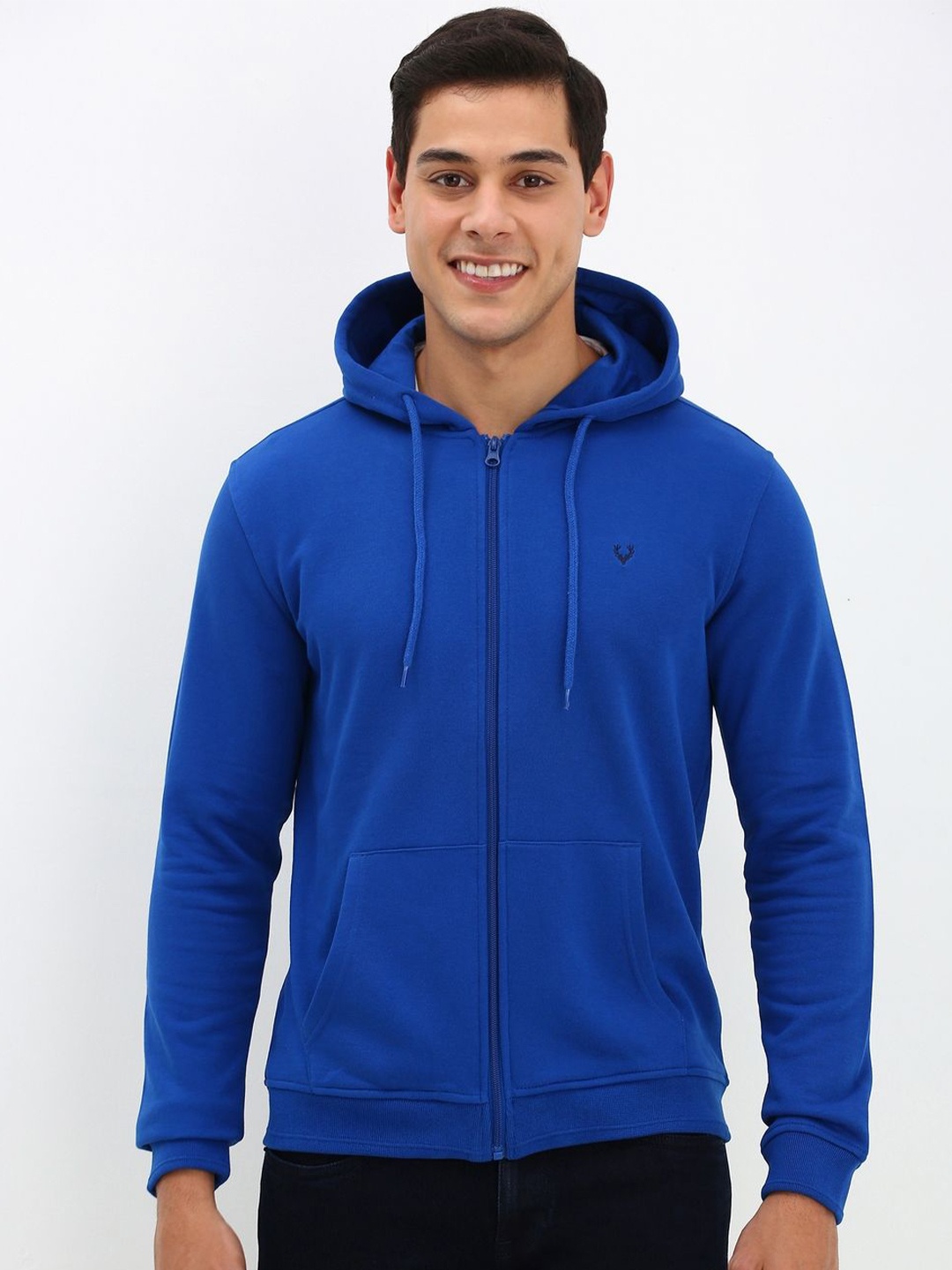 

Allen Solly Men Solid Hooded Sweatshirt, Blue