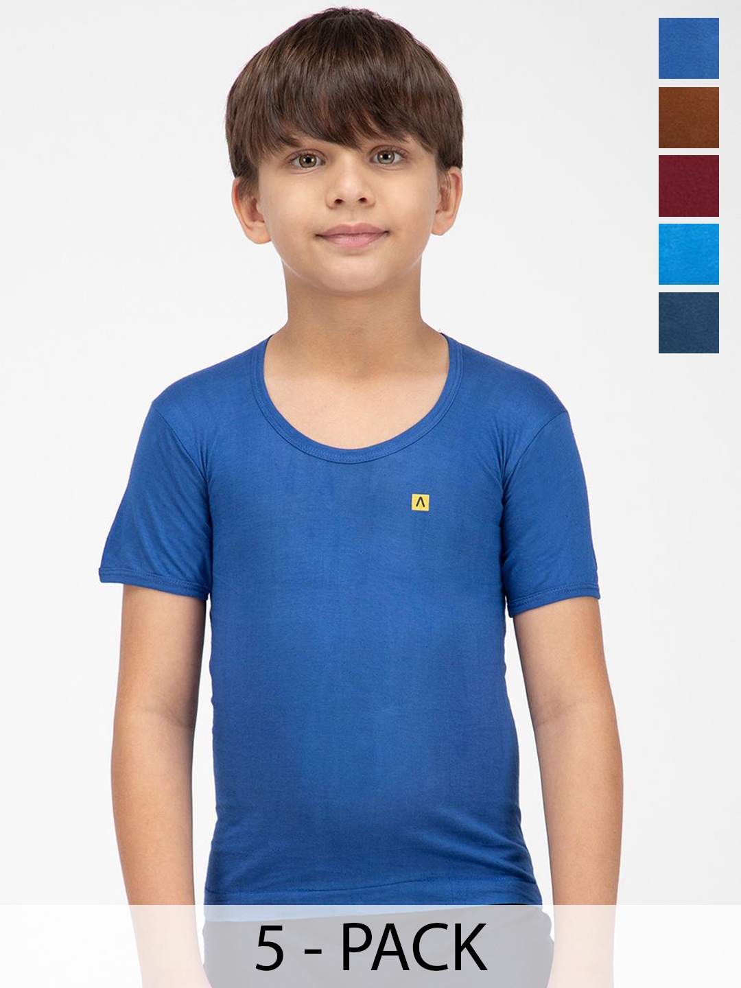 

AMUL COMFY Boys Pack Of 5 Cotton Innerwear Vests, Multi