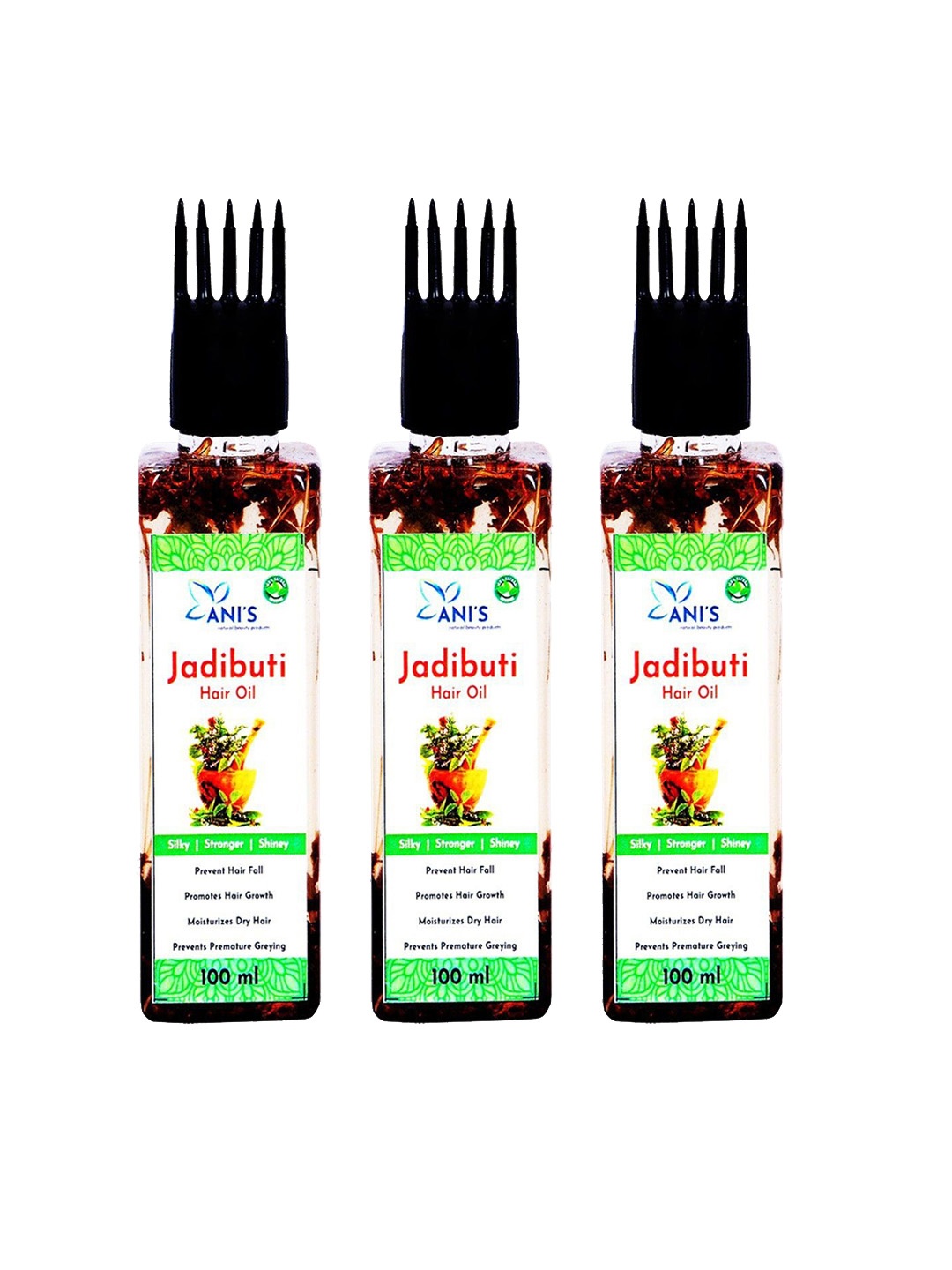 

ANI'S Set Of 3 Jadibuti Hair Oil For Strong & Silky Hairs - 100ml Each, Transparent