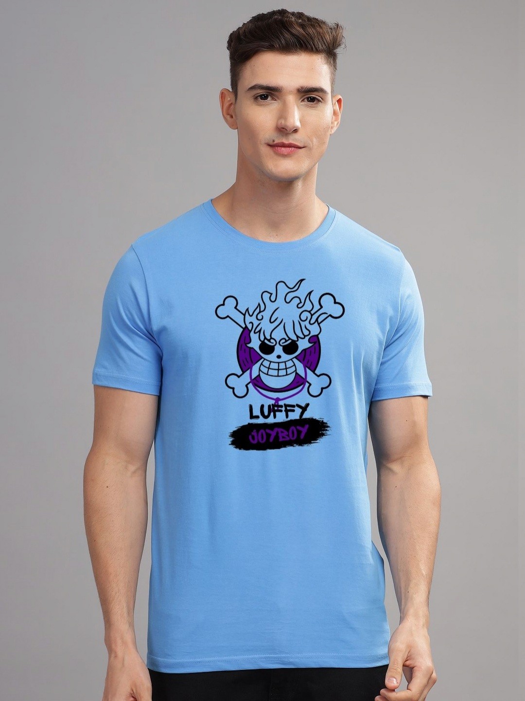 

ADRO Men Printed Raw Edge T-shirt, Blue