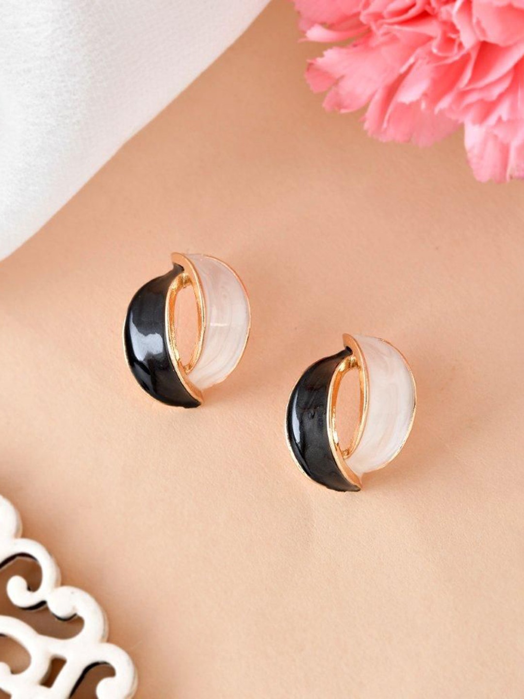 

VOJ Stainless Steel Gold-Plated Enamelled Circular Studs
