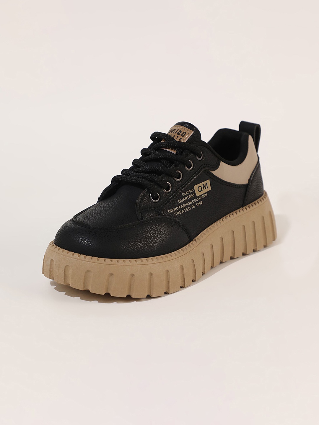 

LULU & SKY Women Colourblocked PU Sneakers, Black