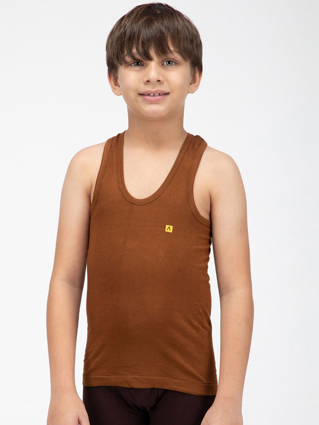 

AMUL COMFY Boys Scoop Neck Innerwear Vests AC-CSRN-VE-LB-60-1PC, Brown