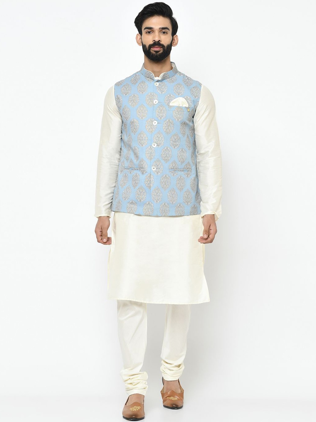 

Anouk Ethnic Motifs Printed Regular Straight Kurta with Churidar, Blue