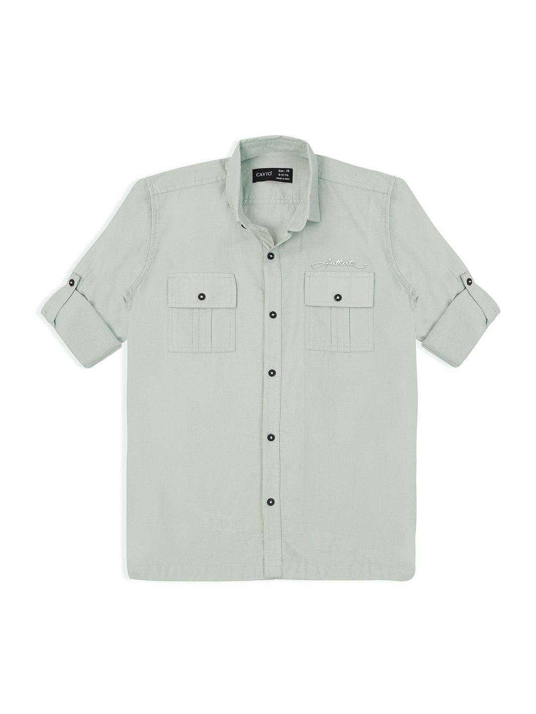 

CAVIO Boys Comfort Spread Collar Solid Cotton Casual Shirt, Grey