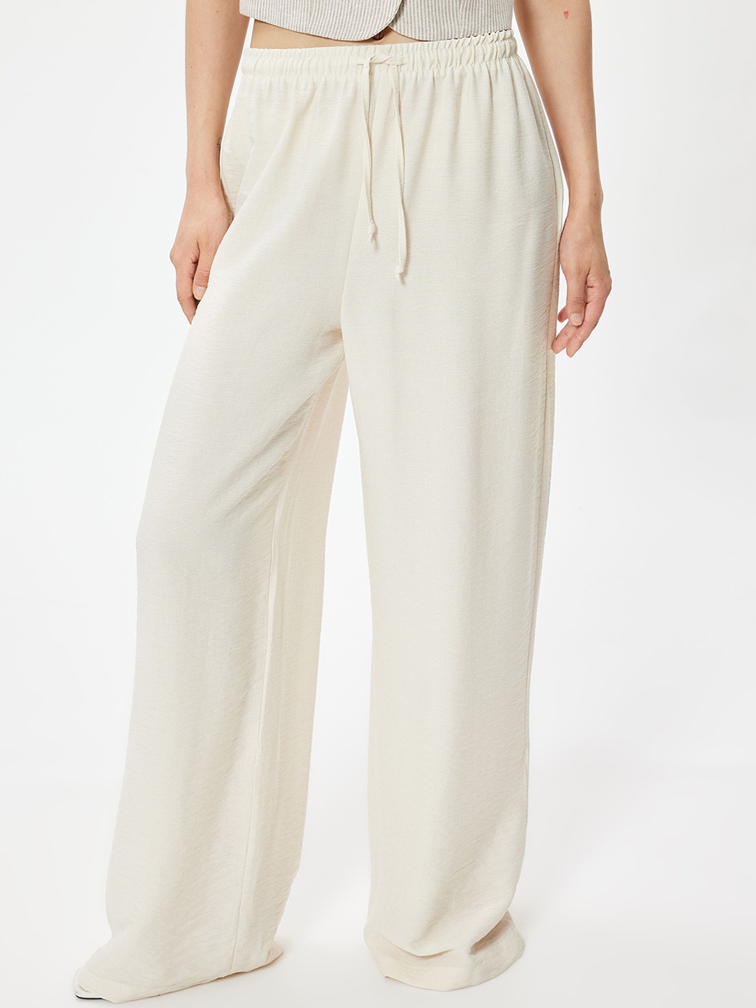 

Koton Women Mid-Rise Parallel Trousers, Off white