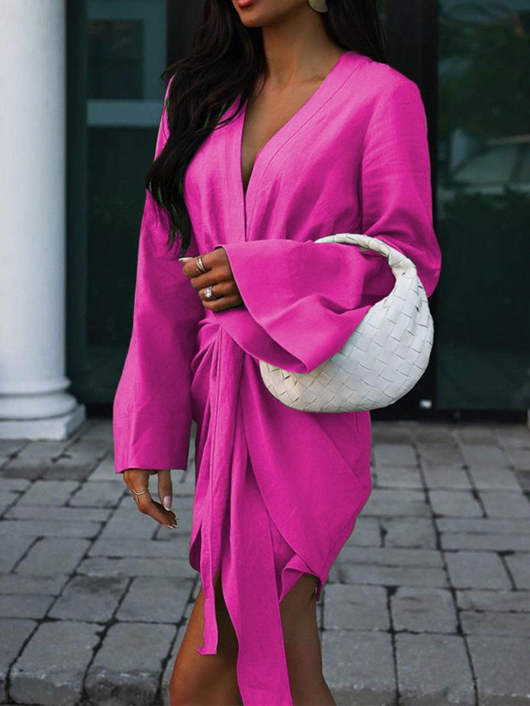 

StyleCast V-Neck Long Sleeves Wrap Dress, Pink