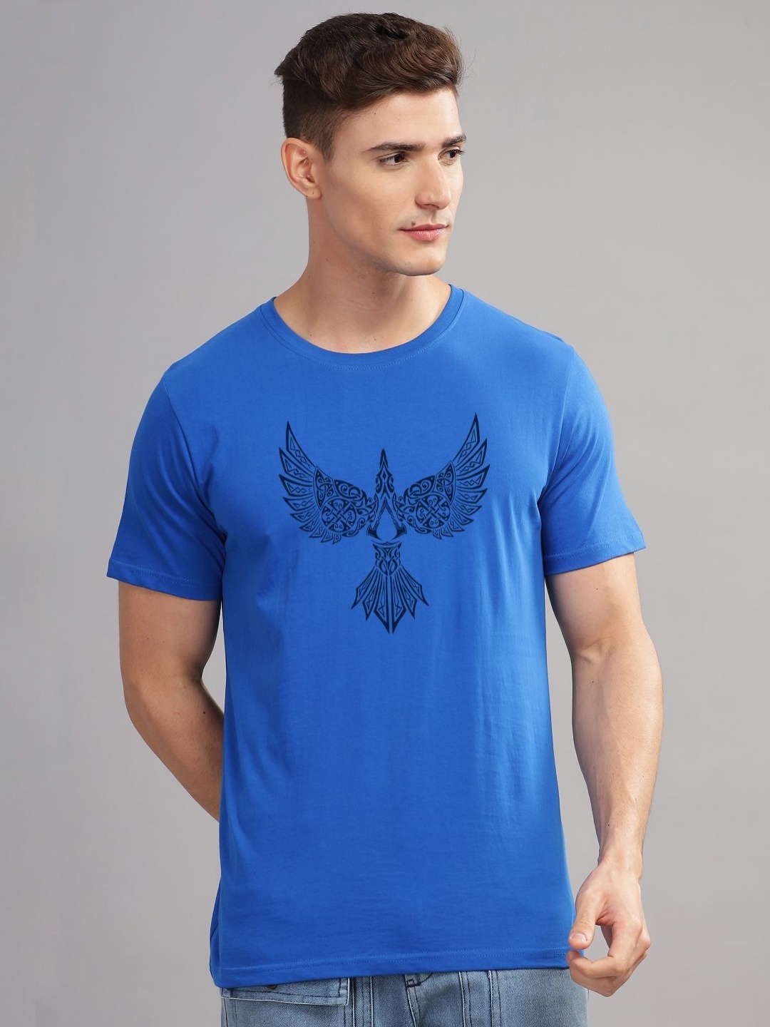 

ADRO Men Printed T-shirt, Blue