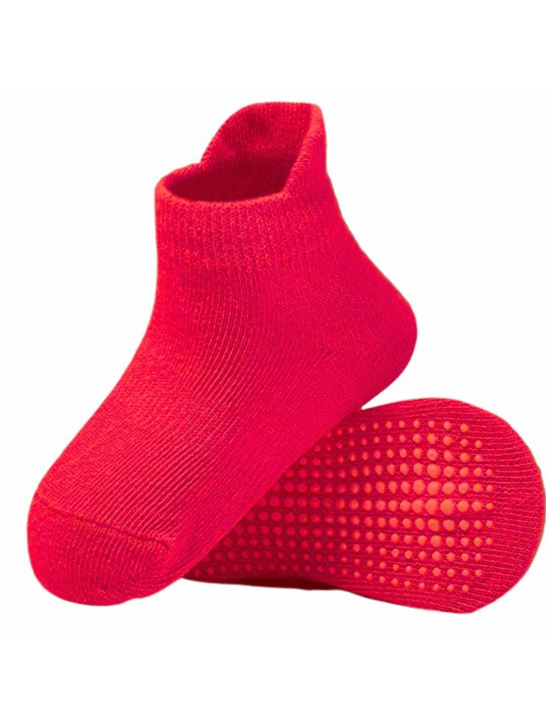 

AHC Kids Cotton Anti Skid Ankle Length Socks, Red