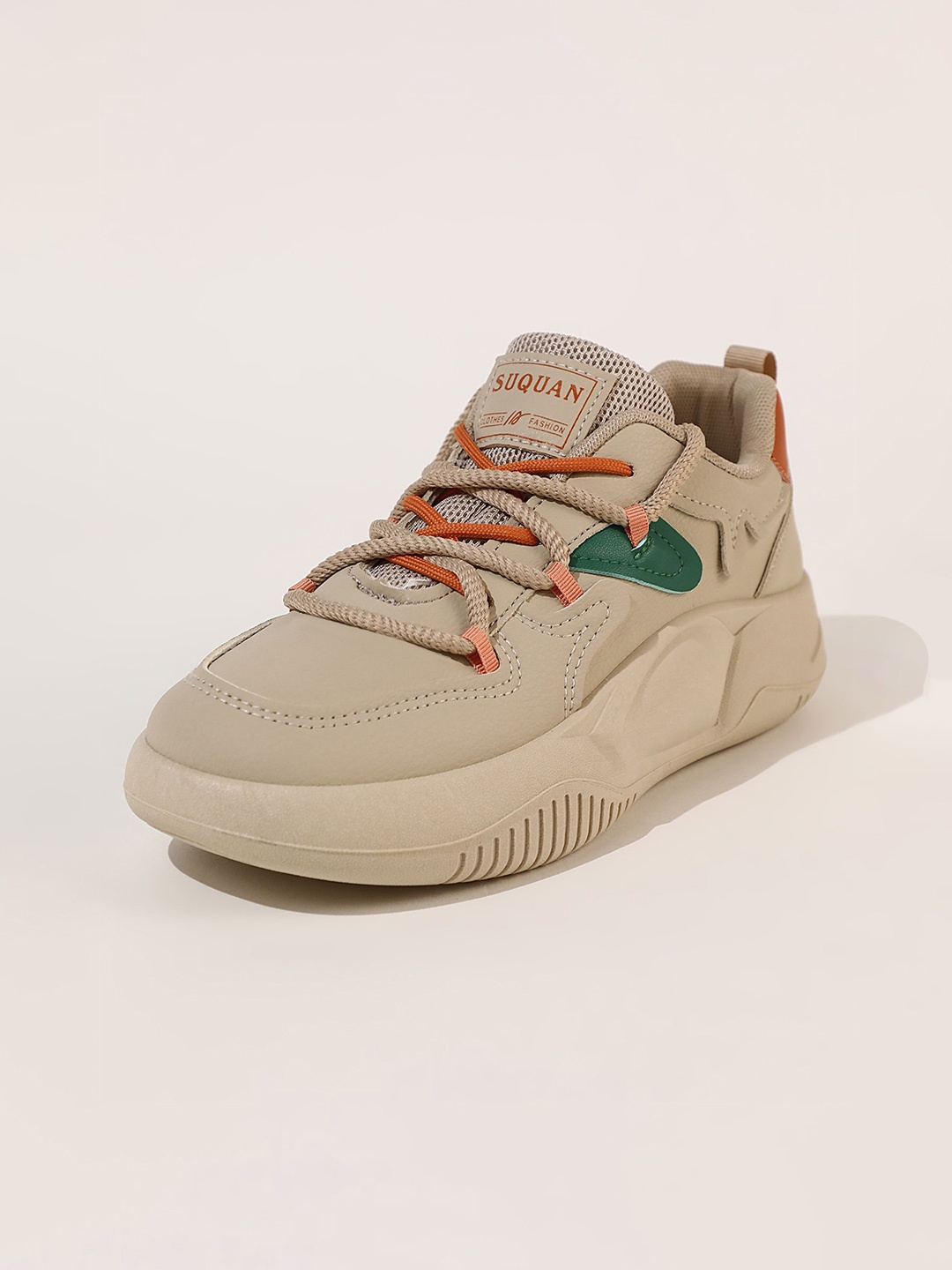 

LULU & SKY Women Colourblocked PU Sneakers, Khaki