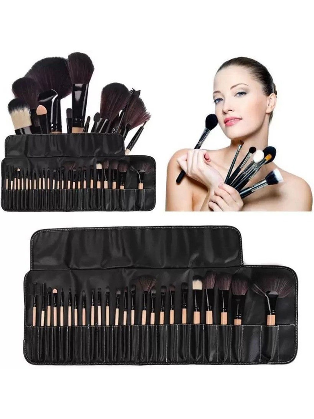 

Yoana Set Of 24 Makeup Brushes Set With Pouch, Black