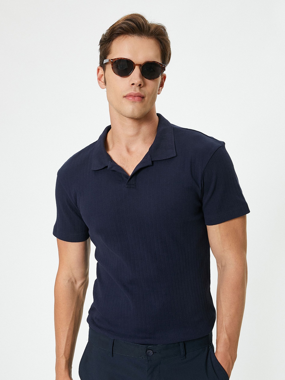 

Koton Men Polo Collar Pockets Slim Fit T-shirt, Navy blue