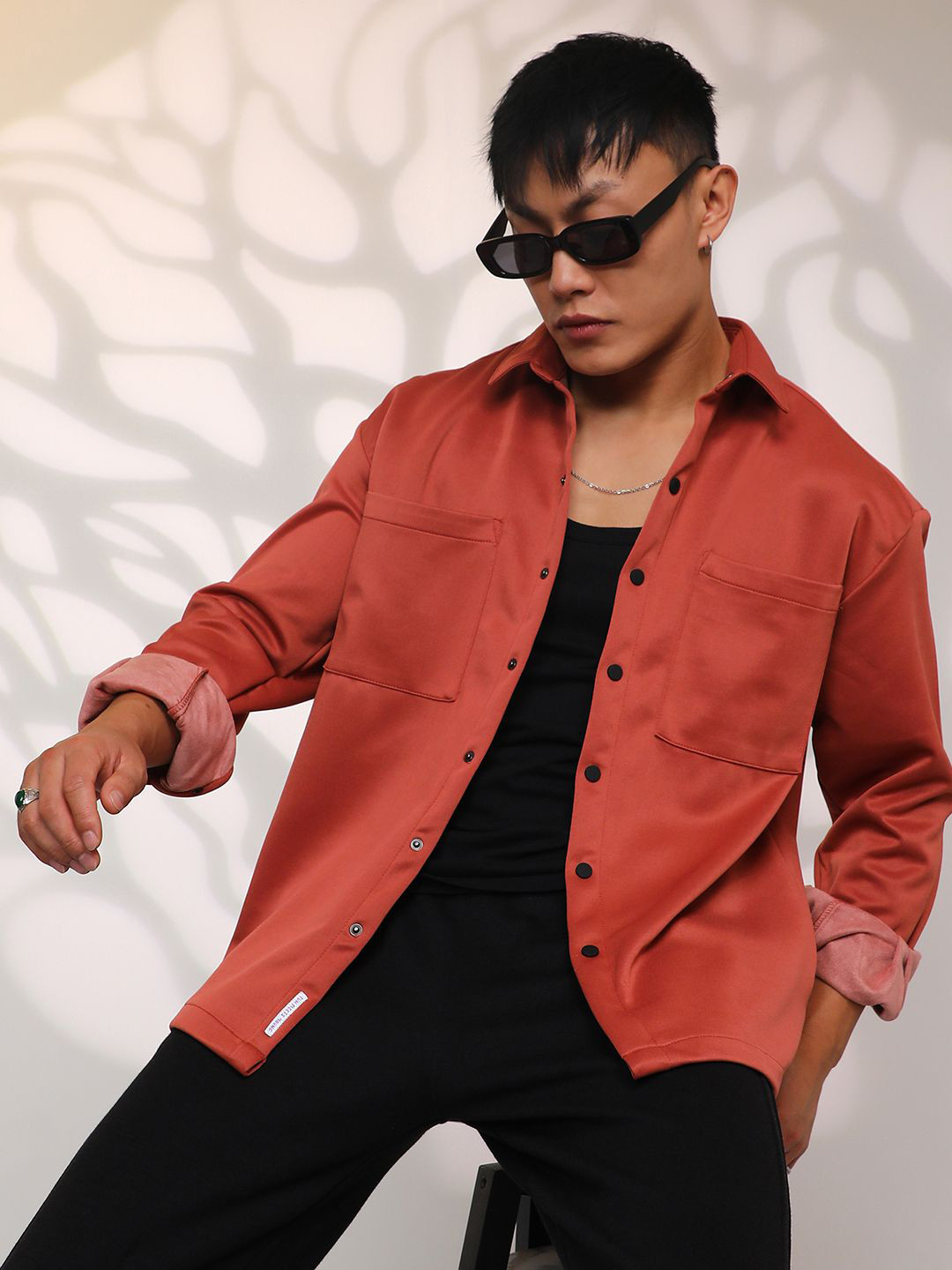 

Campus Sutra Men Comfort Solid Opaque Casual Oversized Shirt, Red