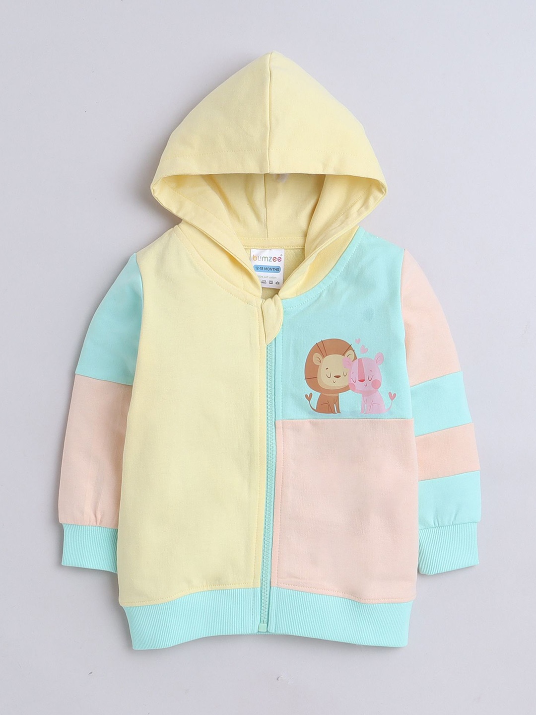 

BUMZEE Girls Colourblocked Hooded Sweatshirt, Yellow