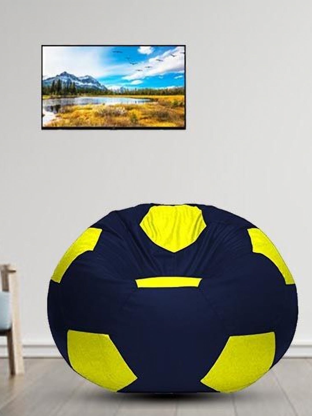 

Coaster Shine Navy Blue & Yellow Colorblocked Foot Ball Bean Bag Cover